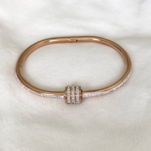 Rose Gold and Diamond Bangle Stackable Bracelet New - Picture 8 of 13
